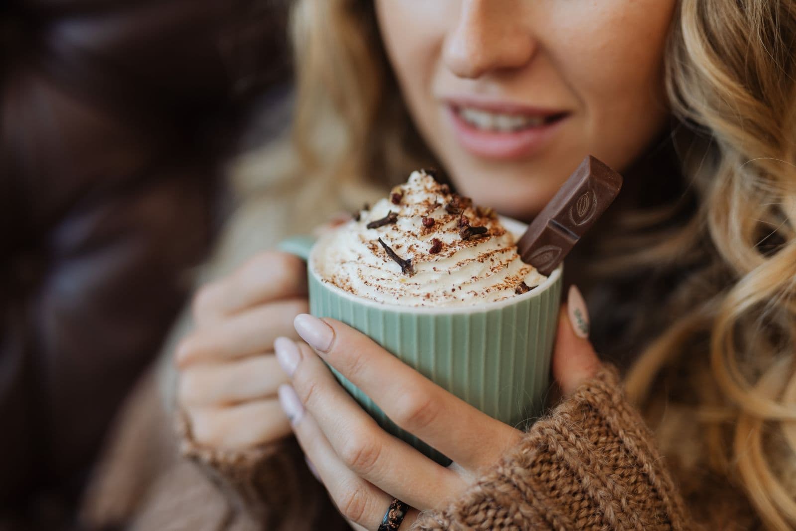 A finished glass of salted cream cacao with a rich cream layer on top